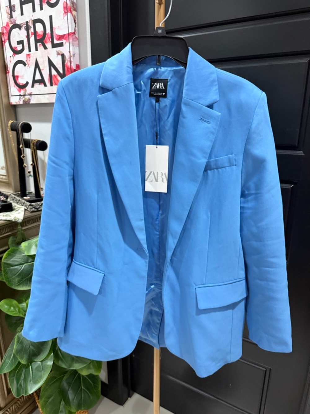 Zara Light Blue Single-Breasted Blazer - Picture 3 of 10